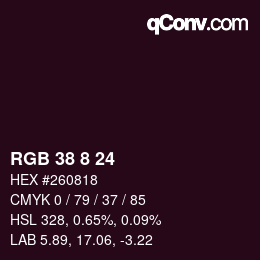 カラーコード: RGB 38 8 24 | qconv.com