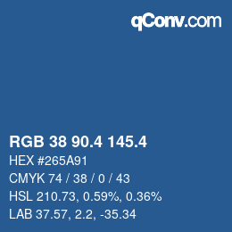 カラーコード: RGB 38 90.4 145.4 | qconv.com