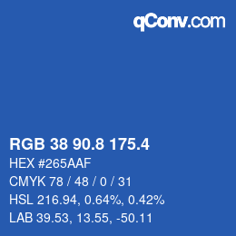 カラーコード: RGB 38 90.8 175.4 | qconv.com