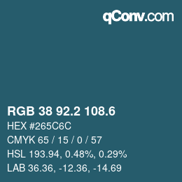 カラーコード: RGB 38 92.2 108.6 | qconv.com