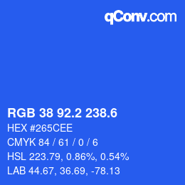 カラーコード: RGB 38 92.2 238.6 | qconv.com