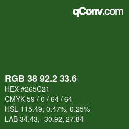 カラーコード: RGB 38 92.2 33.6 | qconv.com
