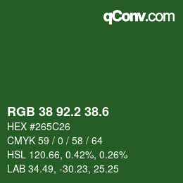 カラーコード: RGB 38 92.2 38.6 | qconv.com