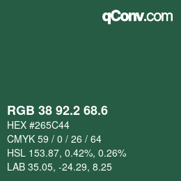 カラーコード: RGB 38 92.2 68.6 | qconv.com