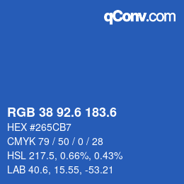 カラーコード: RGB 38 92.6 183.6 | qconv.com