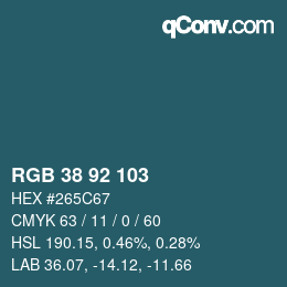 カラーコード: RGB 38 92 103 | qconv.com
