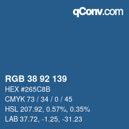 カラーコード: RGB 38 92 139 | qconv.com
