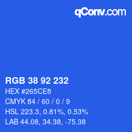カラーコード: RGB 38 92 232 | qconv.com