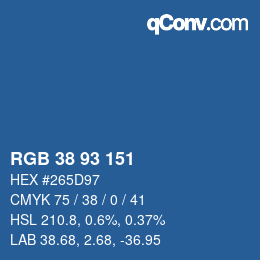 Color code: RGB 38 93 151 | qconv.com