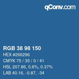 カラーコード: RGB 38 98 150 | qconv.com