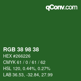 Code couleur: RGB 38 98 38 | qconv.com