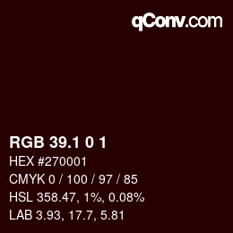 Color code: RGB 39.1 0 1 | qconv.com