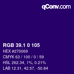カラーコード: RGB 39.1 0 105 | qconv.com