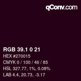 Color code: RGB 39.1 0 21 | qconv.com