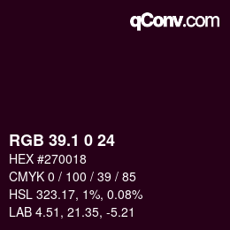 カラーコード: RGB 39.1 0 24 | qconv.com
