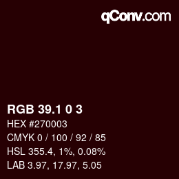 カラーコード: RGB 39.1 0 3 | qconv.com