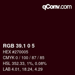 カラーコード: RGB 39.1 0 5 | qconv.com