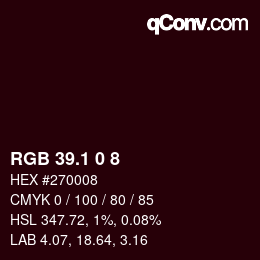 カラーコード: RGB 39.1 0 8 | qconv.com