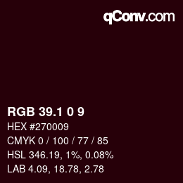 カラーコード: RGB 39.1 0 9 | qconv.com