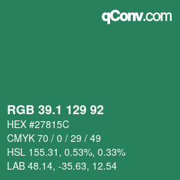カラーコード: RGB 39.1 129 92 | qconv.com