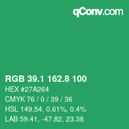 カラーコード: RGB 39.1 162.8 100 | qconv.com