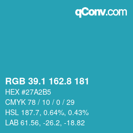 カラーコード: RGB 39.1 162.8 181 | qconv.com