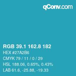 カラーコード: RGB 39.1 162.8 182 | qconv.com