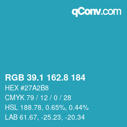 Color code: RGB 39.1 162.8 184 | qconv.com