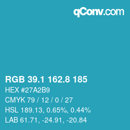 Color code: RGB 39.1 162.8 185 | qconv.com
