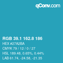 カラーコード: RGB 39.1 162.8 186 | qconv.com