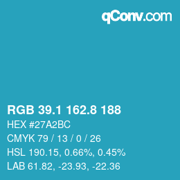 Color code: RGB 39.1 162.8 188 | qconv.com