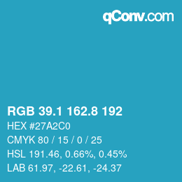 カラーコード: RGB 39.1 162.8 192 | qconv.com