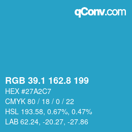 Color code: RGB 39.1 162.8 199 | qconv.com