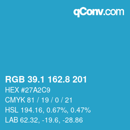 カラーコード: RGB 39.1 162.8 201 | qconv.com