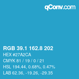 Color code: RGB 39.1 162.8 202 | qconv.com