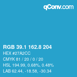 Color code: RGB 39.1 162.8 204 | qconv.com
