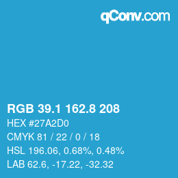 Color code: RGB 39.1 162.8 208 | qconv.com