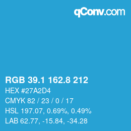Color code: RGB 39.1 162.8 212 | qconv.com