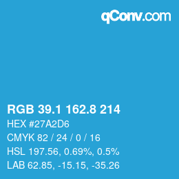 カラーコード: RGB 39.1 162.8 214 | qconv.com
