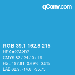 カラーコード: RGB 39.1 162.8 215 | qconv.com