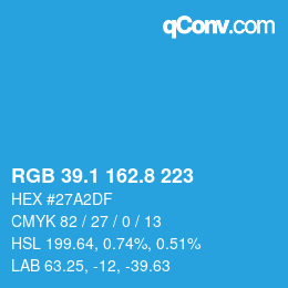 Color code: RGB 39.1 162.8 223 | qconv.com