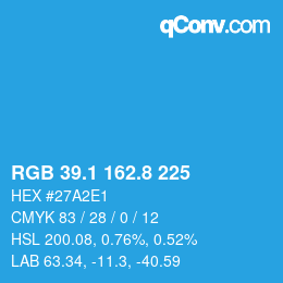 カラーコード: RGB 39.1 162.8 225 | qconv.com