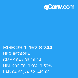 カラーコード: RGB 39.1 162.8 244 | qconv.com