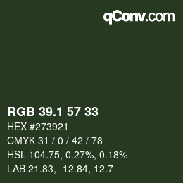Color code: RGB 39.1 57 33 | qconv.com