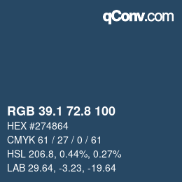 Color code: RGB 39.1 72.8 100 | qconv.com