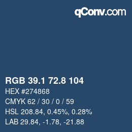 Color code: RGB 39.1 72.8 104 | qconv.com