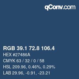カラーコード: RGB 39.1 72.8 106.4 | qconv.com