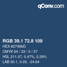 Color code: RGB 39.1 72.8 109 | qconv.com