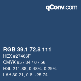 Color code: RGB 39.1 72.8 111 | qconv.com