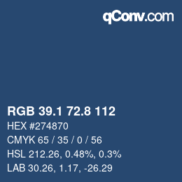 Color code: RGB 39.1 72.8 112 | qconv.com